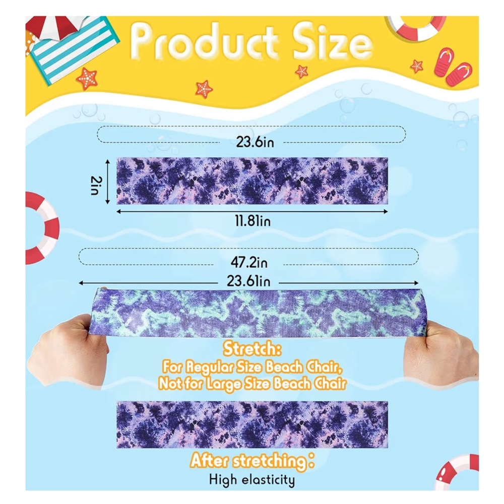 🆕 8 Pack Towel Bands for Beach Chair, Pool Essentials, Elastic and Windproof - Picture 4 of 7